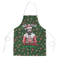 Go Jesus It's Your Birthday Christmas Apron with Presents and Festive Pattern - Wonder Print Shop