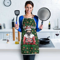 Go Jesus It's Your Birthday Christmas Apron with Presents and Festive Pattern - Wonder Print Shop