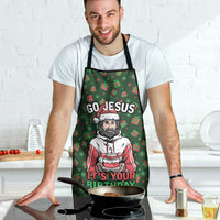 Go Jesus It's Your Birthday Christmas Apron with Presents and Festive Pattern - Wonder Print Shop