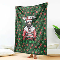 Go Jesus It's Your Birthday Christmas Blanket with Presents and Festive Pattern - Wonder Print Shop