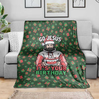 Go Jesus It's Your Birthday Christmas Blanket with Presents and Festive Pattern - Wonder Print Shop