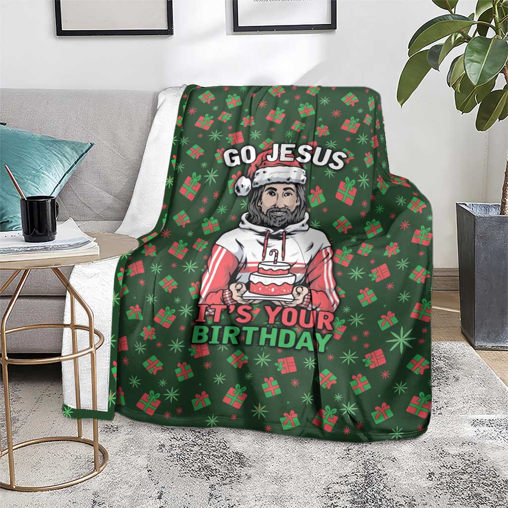 Go Jesus It's Your Birthday Christmas Blanket with Presents and Festive Pattern - Wonder Print Shop