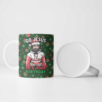 Go Jesus It's Your Birthday Christmas Ceramic Mug with Presents and Festive Pattern - Wonder Print Shop