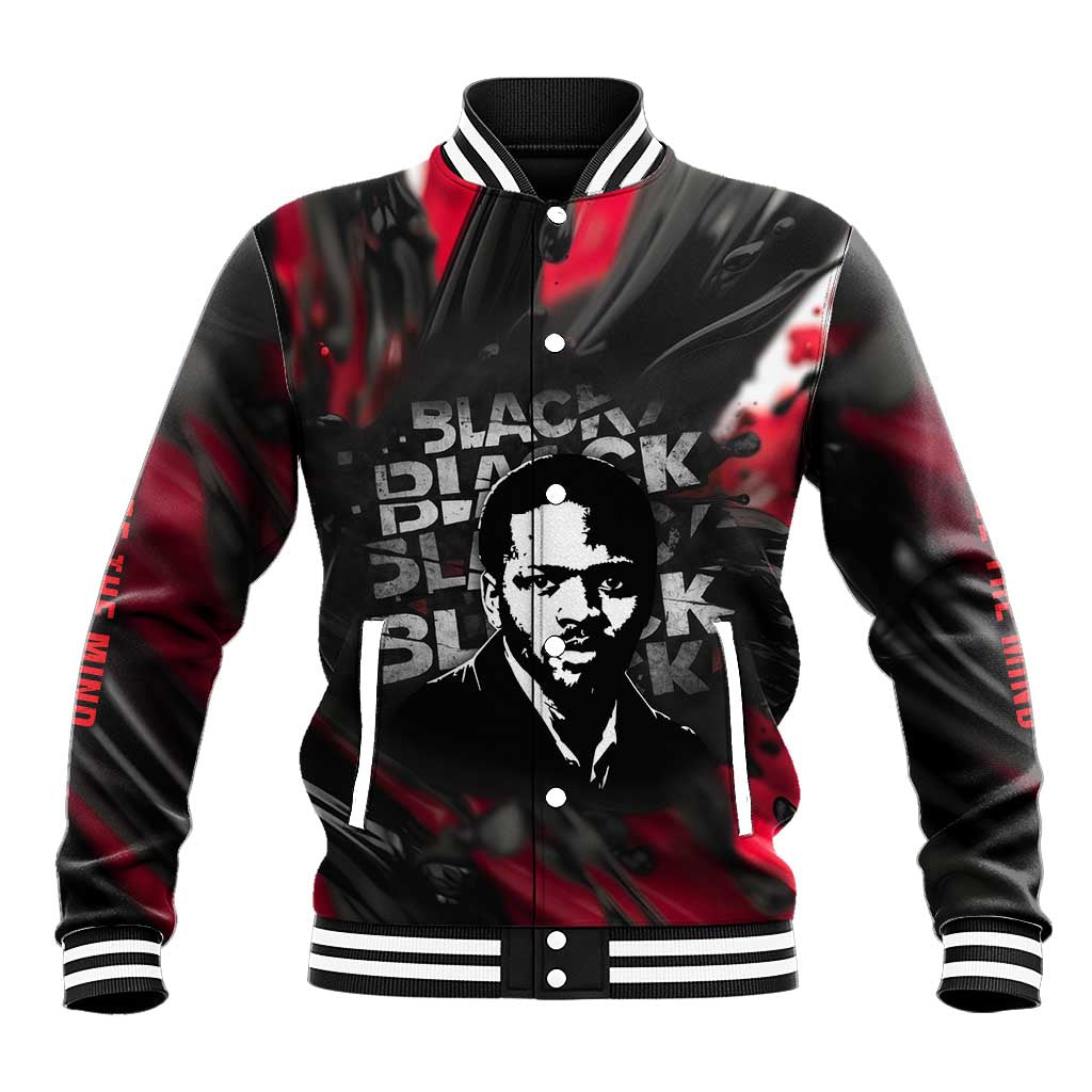 Steve Biko Baseball Jacket with Black Consciousness Portrait, Power Fist Symbol and Red-Black Freedom - Wonder Print Shop