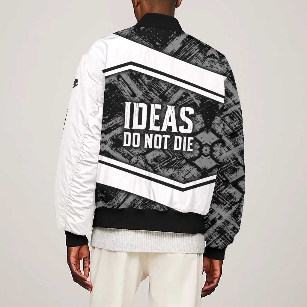 Steve Biko Bomber Jacket with Monochrome Portrait, Ideas Do Not Die Quote - Wonder Print Shop