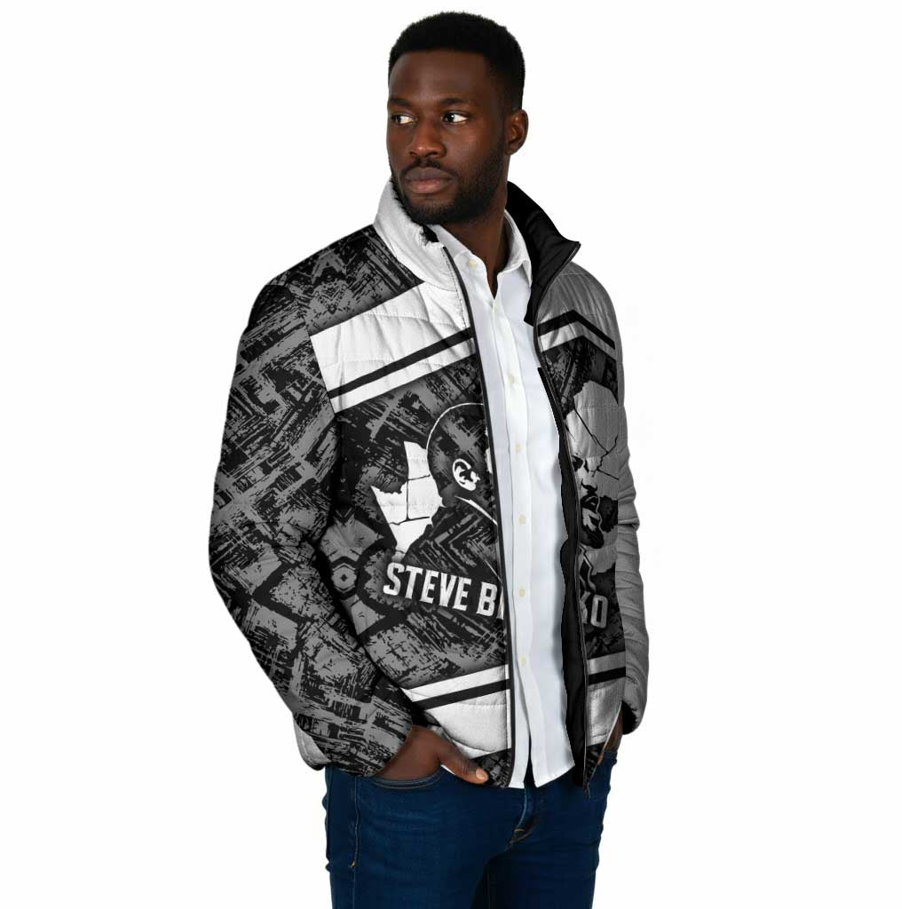 Steve Biko Padded Jacket with Monochrome Portrait, Ideas Do Not Die Quote - Wonder Print Shop