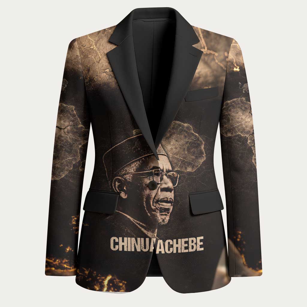 Chinua Achebe Blazer with Sepia Portrait, Lion Historians Quote and Vintage African Map - Wonder Print Shop