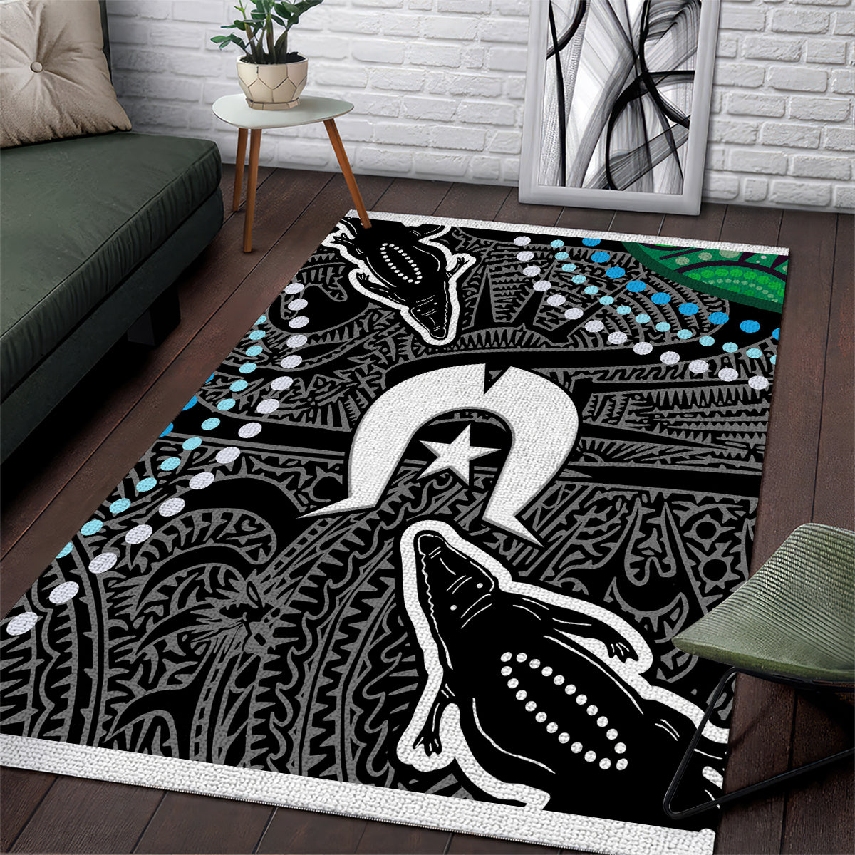 Torest Trait Islands Mix Crocodine Aboriginal Pattern Area Rug - Wonder Print Shop