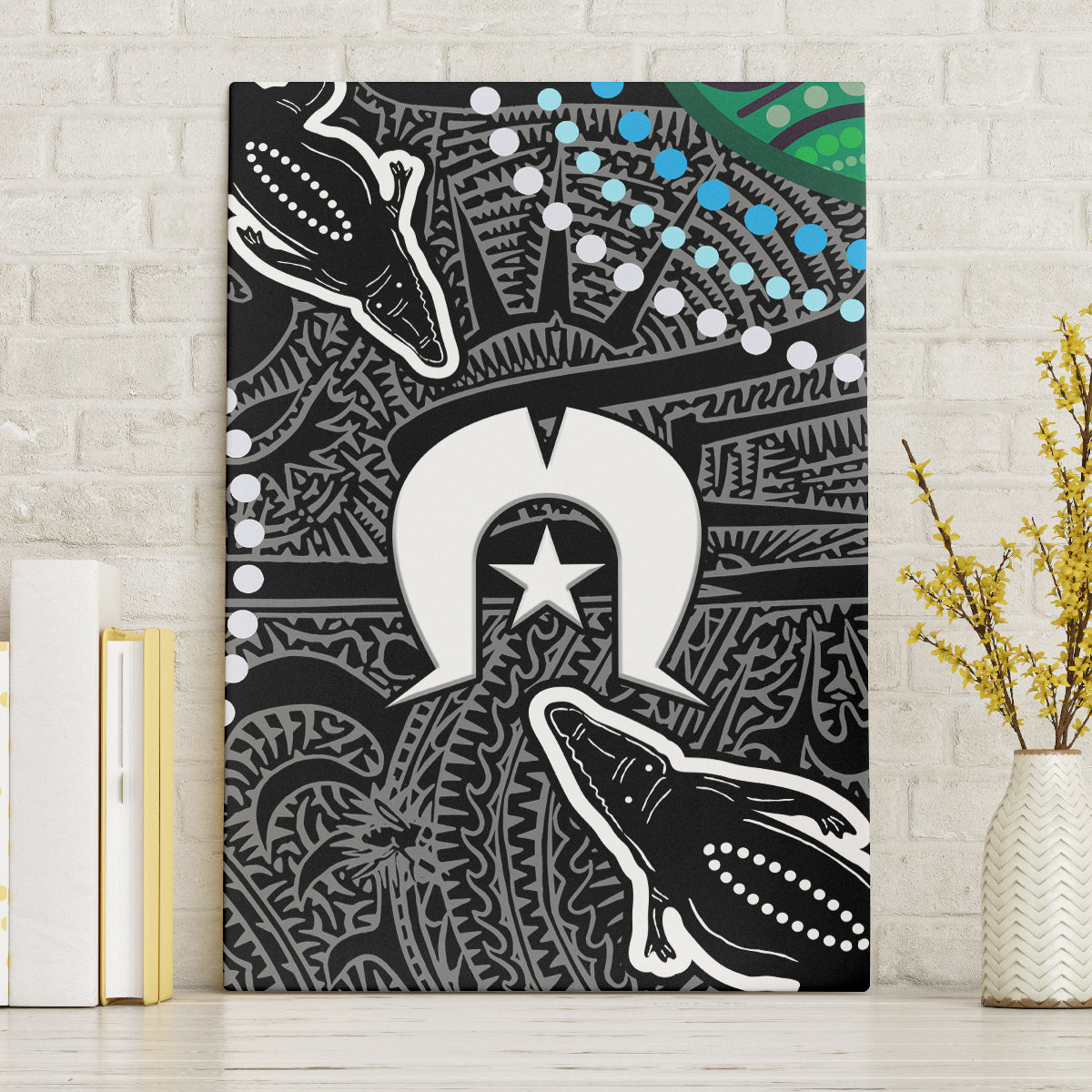 Torest Trait Islands Mix Crocodine Aboriginal Pattern Canvas Wall Art - Wonder Print Shop