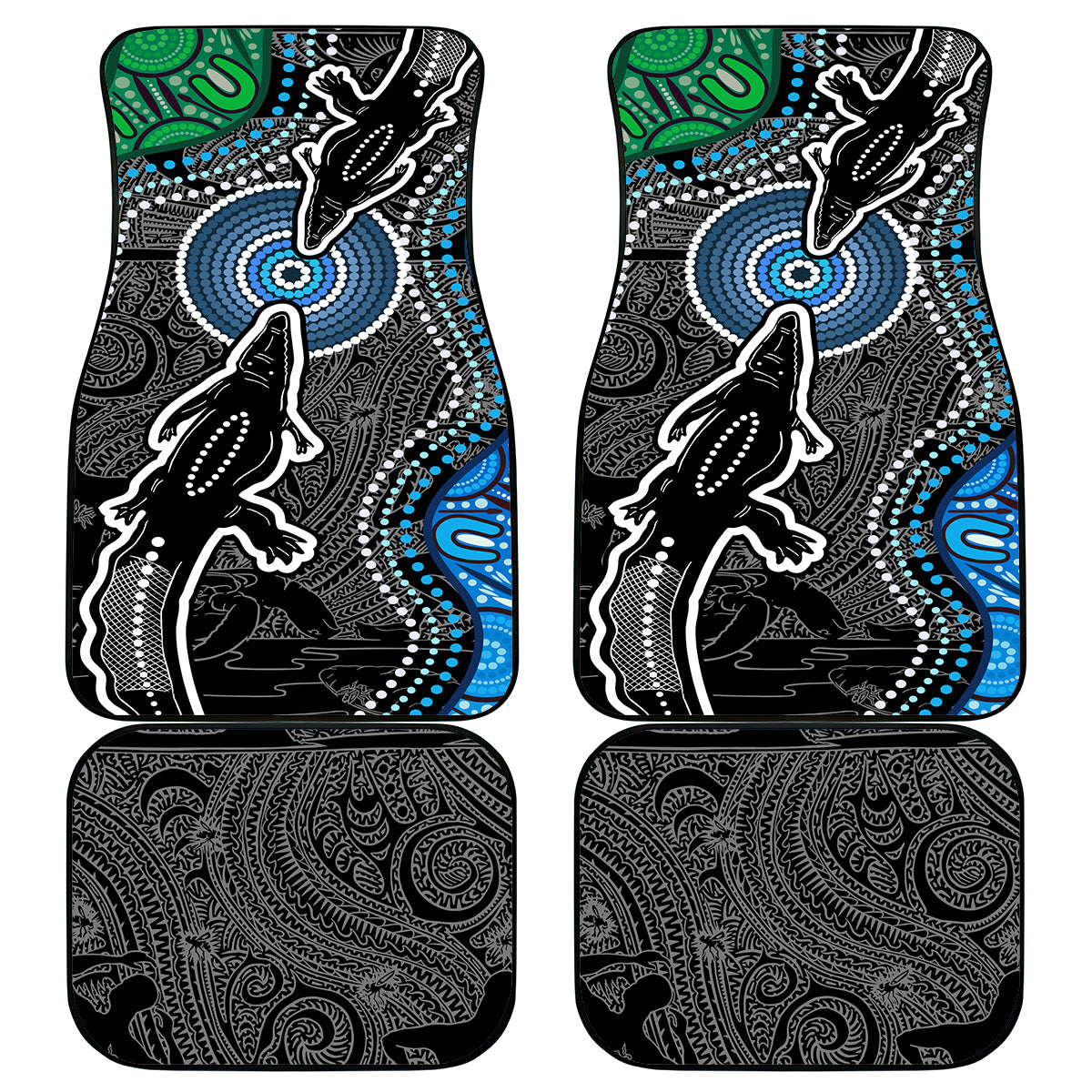 Torest Trait Islands Mix Crocodine Aboriginal Pattern Car Mats - Wonder Print Shop