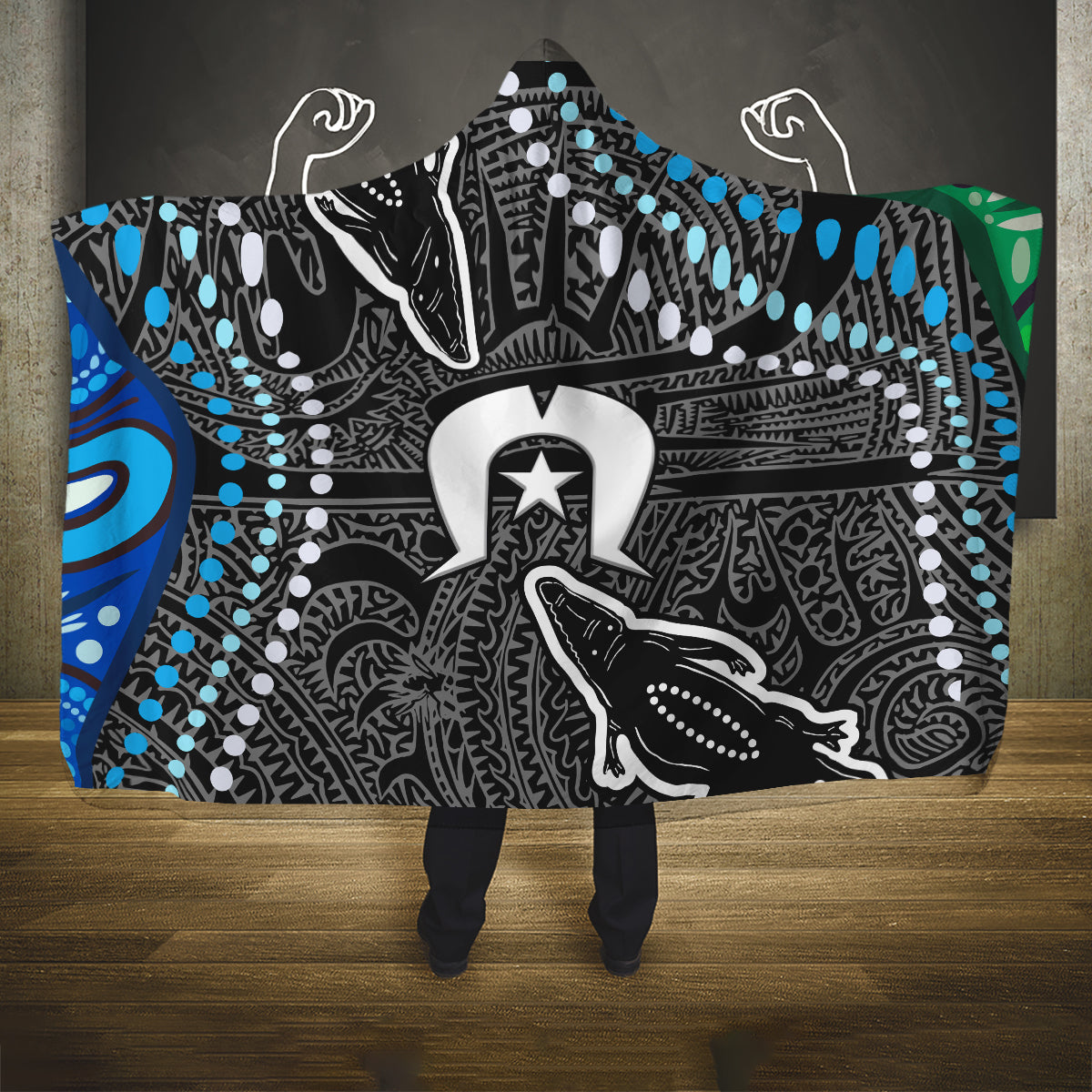 Torest Trait Islands Mix Crocodine Aboriginal Pattern Hooded Blanket