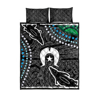 Multicolor Aboriginal-style quilt set featuring kangaroo and star medallion, with two pillows