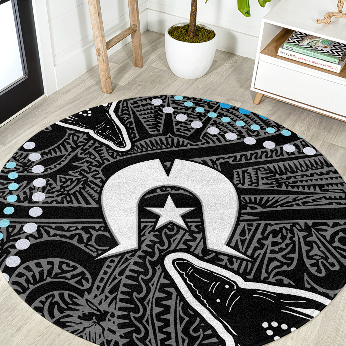 Torest Trait Islands Mix Crocodine Aboriginal Pattern Round Carpet