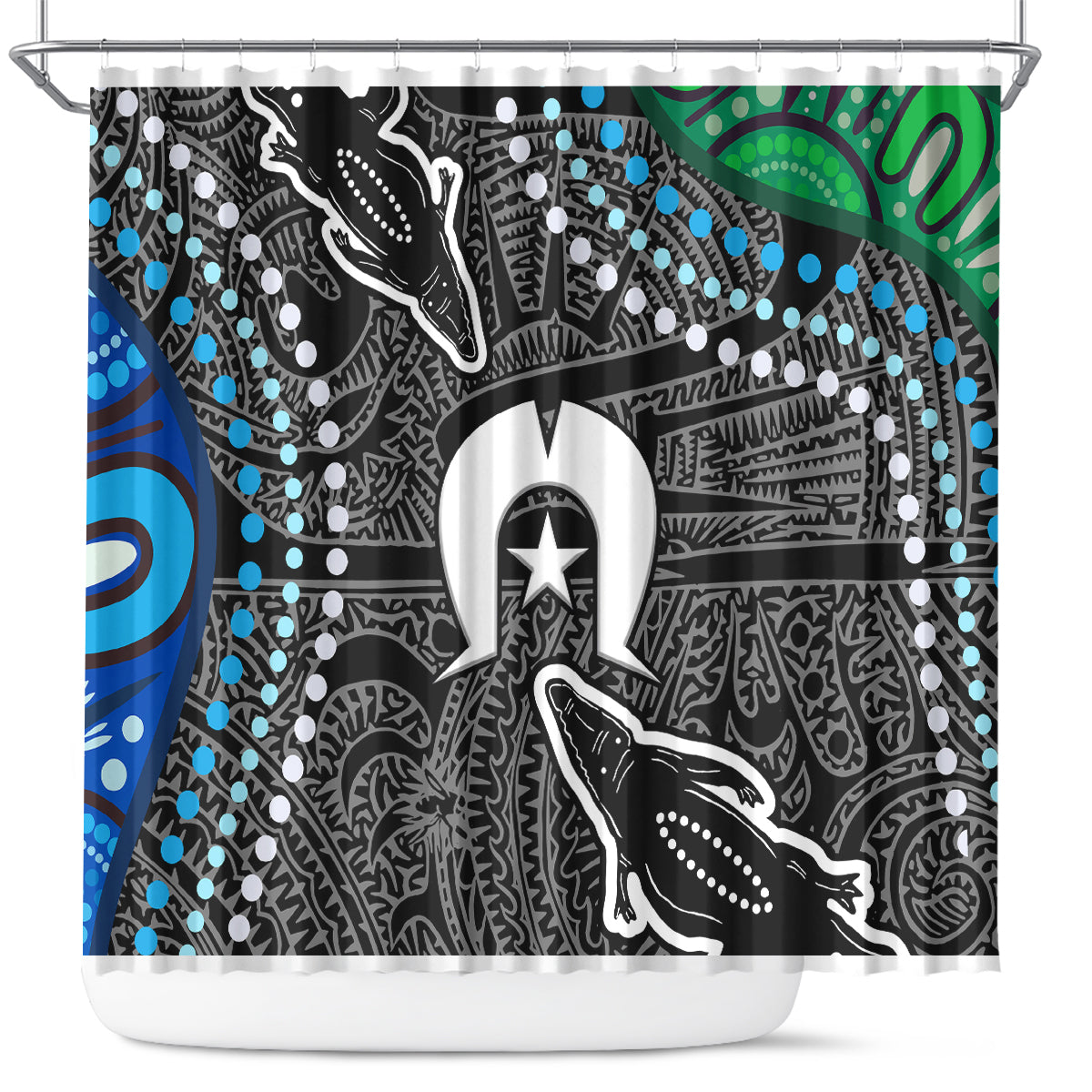 Torest Trait Islands Mix Crocodine Aboriginal Pattern Shower Curtain