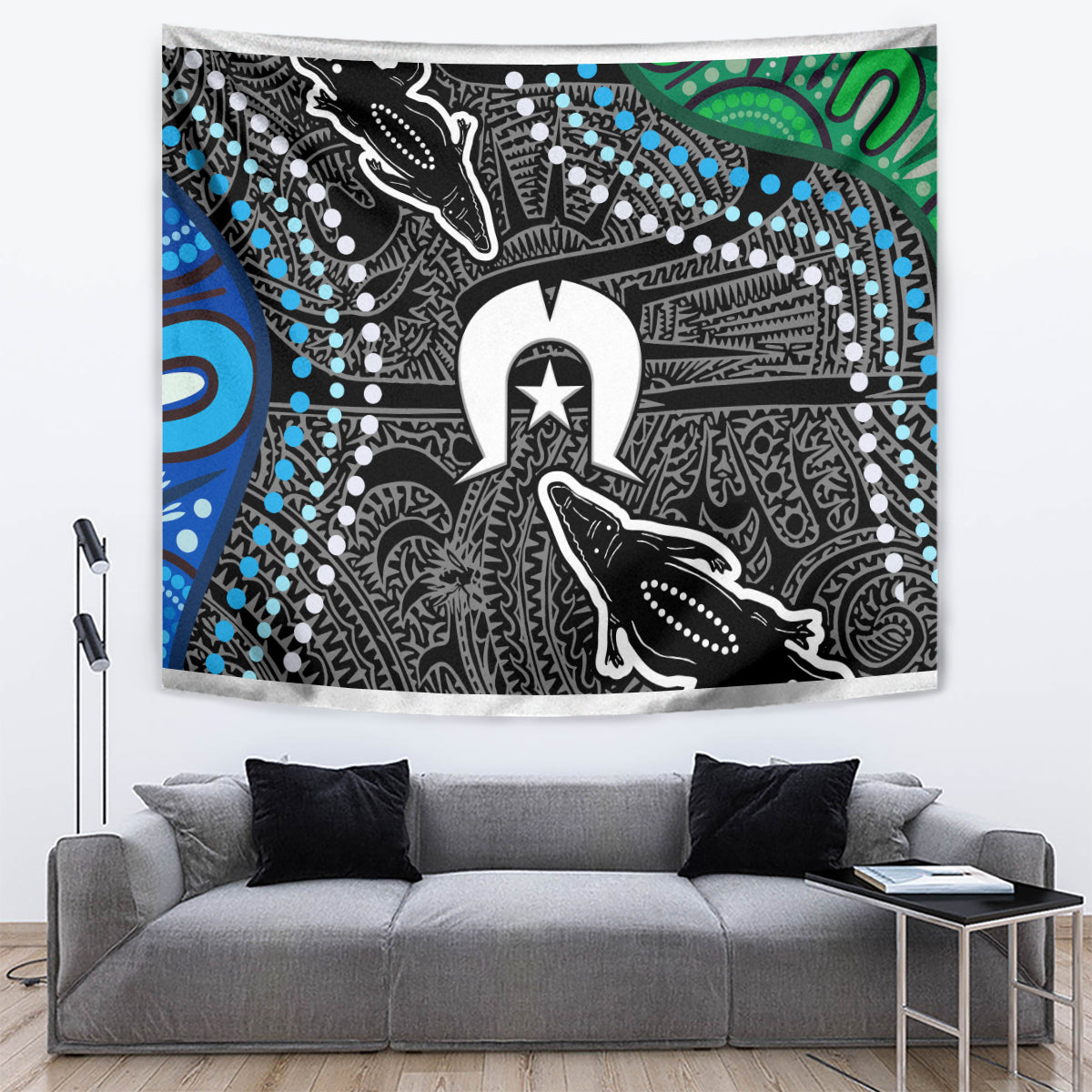 Torest Trait Islands Mix Crocodine Aboriginal Pattern Tapestry