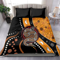 Multicolor Aboriginal snake dot art bedding set with black/orange duvet and 2 pillowcases