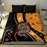 Multicolor Aboriginal snake dot art duvet set with black and orange, 2 matching pillowcases