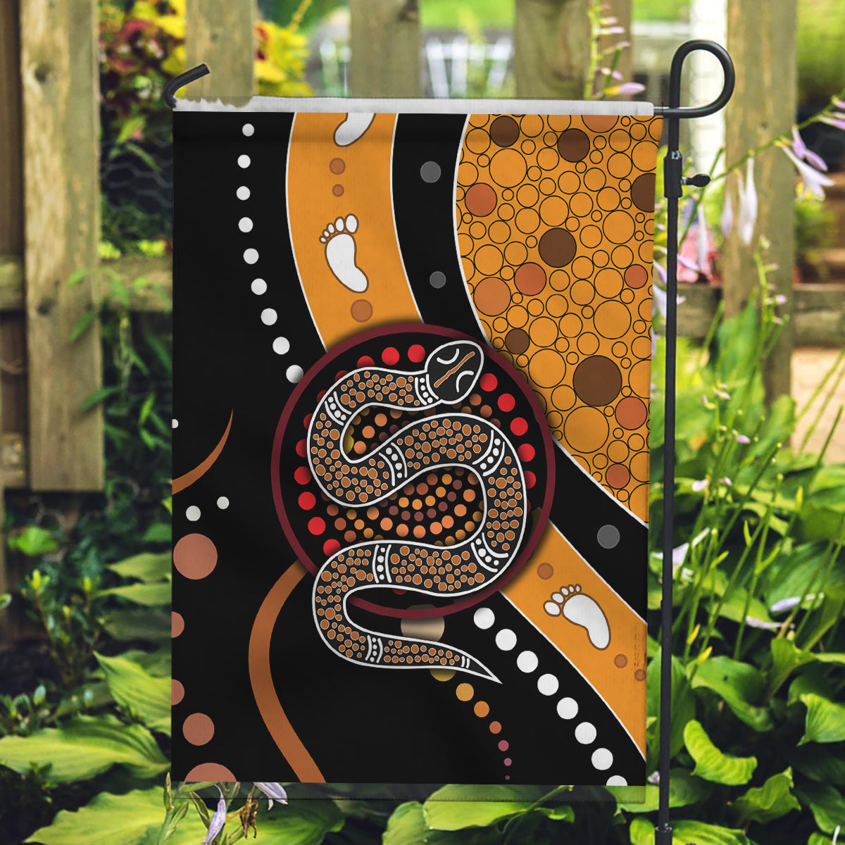 Aboriginal Snake Pattern Dot Art Garden Flag - Wonder Print Shop