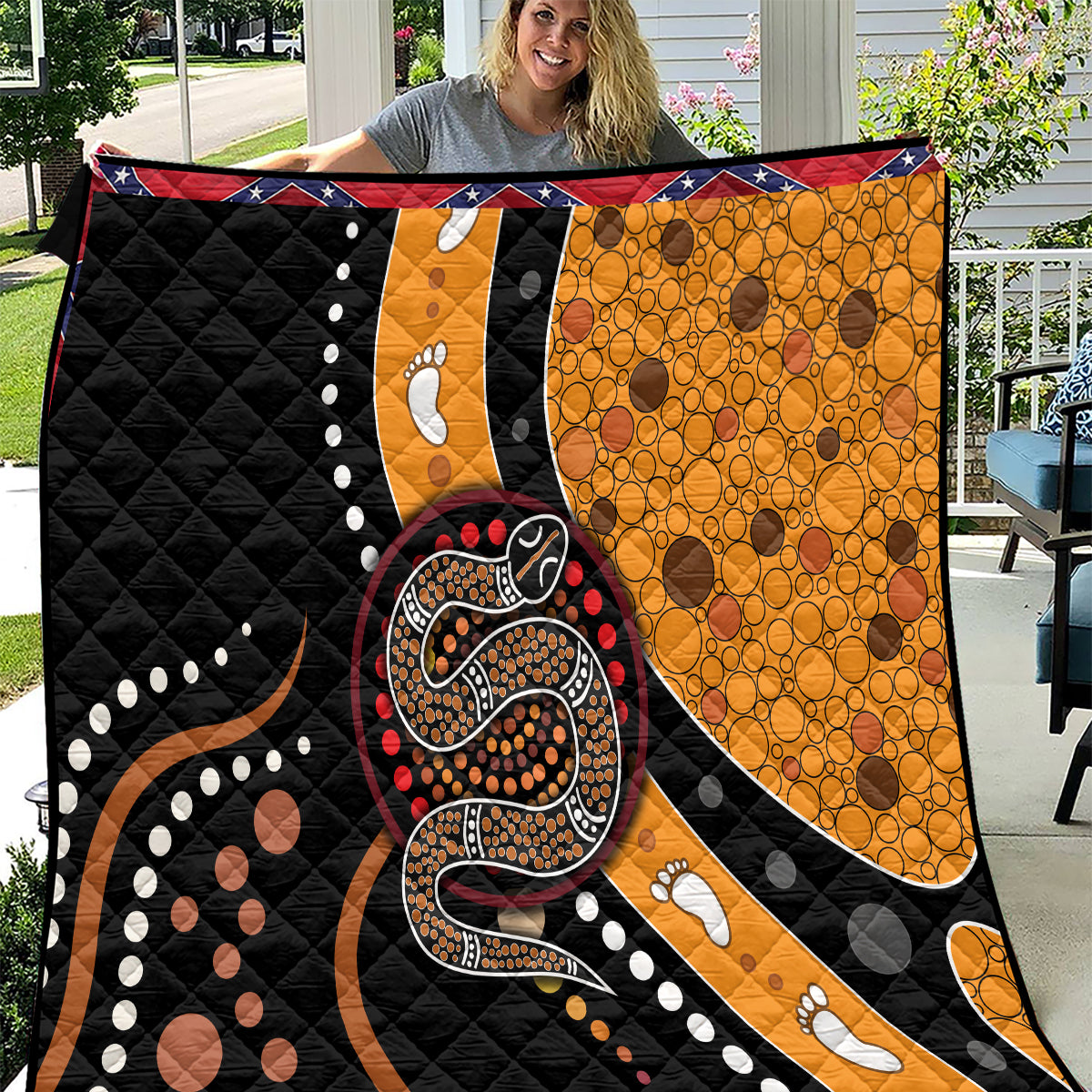 Aboriginal Snake Pattern Dot Art Quilt