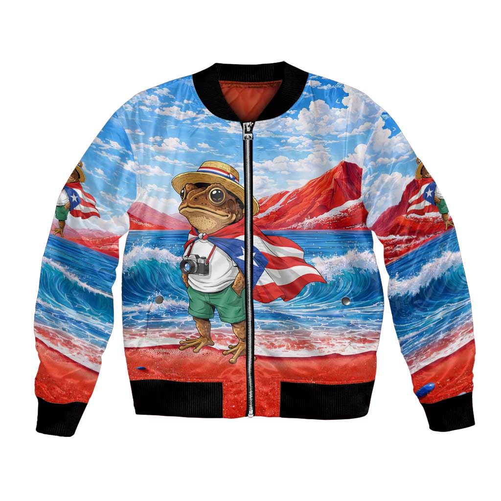 Coqui Frog Puerto Rico Flag Bomber Jacket Taino Boricua Puerto Rican