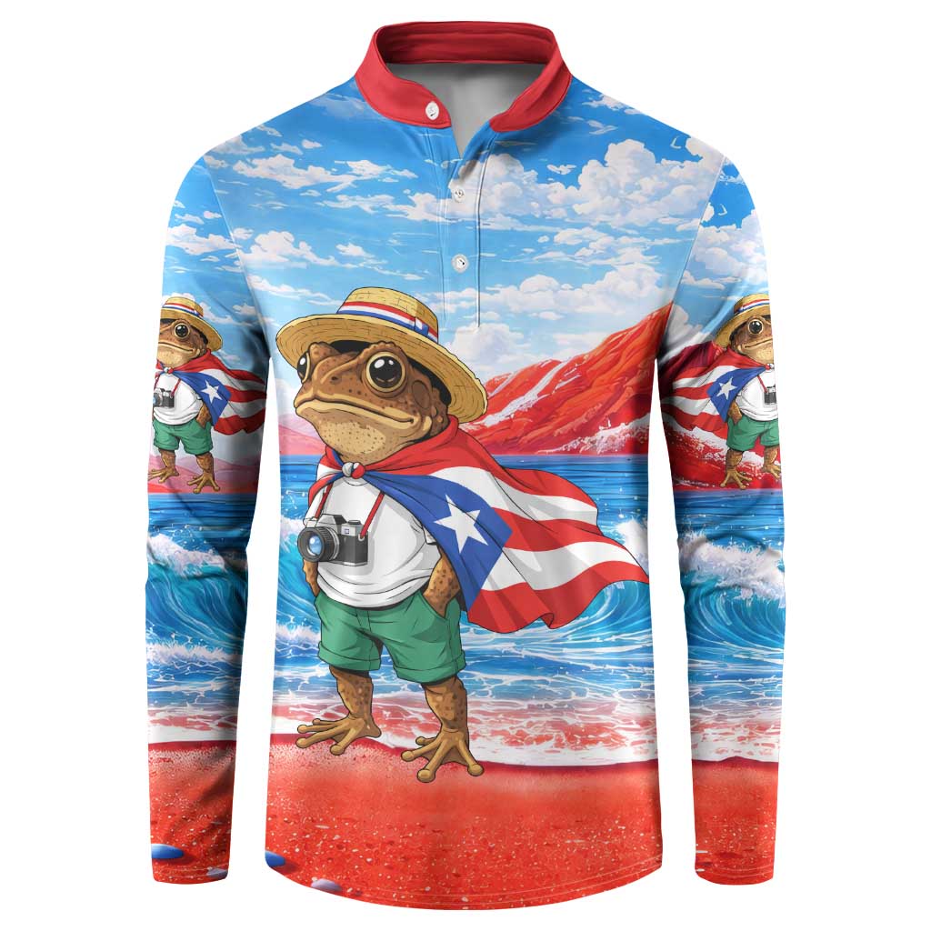 Coqui Frog Puerto Rico Flag Button Sweatshirt Taino Boricua Puerto Rican