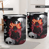Ghost Valentine Laundry Basket with Rockets Skull Heart Pattern