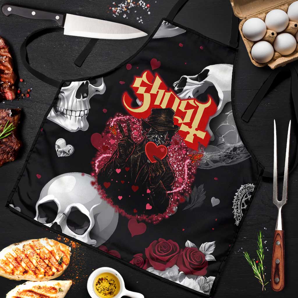 Ghost Valentine Apron with Rockets Skull Heart Pattern