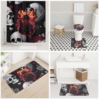 Ghost Valentine Bathroom Set with Rockets Skull Heart Pattern