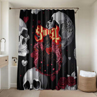 Ghost Valentine Bathroom Set with Rockets Skull Heart Pattern