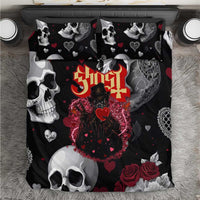 Ghost Valentine Bedding Set with Rockets Skull Heart Pattern