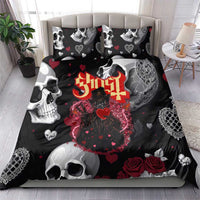 Ghost Valentine Bedding Set with Rockets Skull Heart Pattern