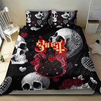 Ghost Valentine Bedding Set with Rockets Skull Heart Pattern