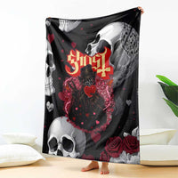 Ghost Valentine Blanket with Rockets Skull Heart Pattern