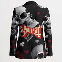 Ghost Valentine Blazer with Rockets Skull Heart Pattern