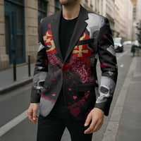 Ghost Valentine Blazer with Rockets Skull Heart Pattern