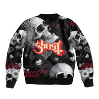 Ghost Valentine Bomber Jacket with Rockets Skull Heart Pattern