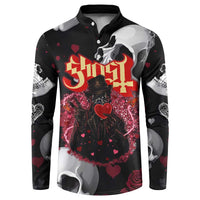 Ghost Valentine Button Sweatshirt with Rockets Skull Heart Pattern