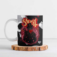 Ghost Valentine Ceramic Mug with Rockets Skull Heart Pattern