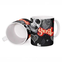 Ghost Valentine Ceramic Mug with Rockets Skull Heart Pattern