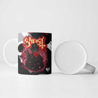 Ghost Valentine Ceramic Mug with Rockets Skull Heart Pattern