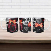 Ghost Valentine Ceramic Mug with Rockets Skull Heart Pattern