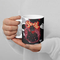 Ghost Valentine Ceramic Mug with Rockets Skull Heart Pattern
