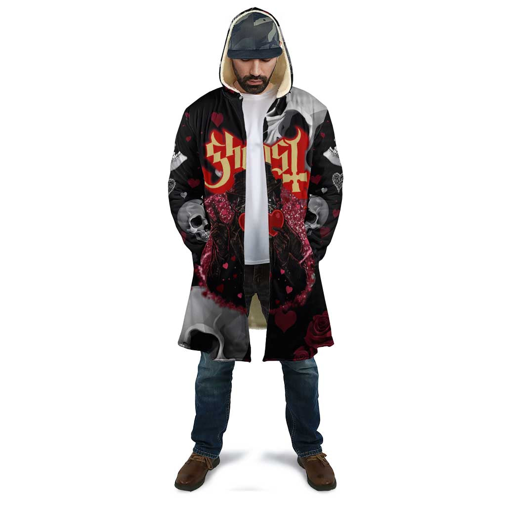 Ghost Valentine Cloak with Rockets Skull Heart Pattern