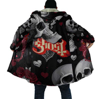 Ghost Valentine Cloak with Rockets Skull Heart Pattern