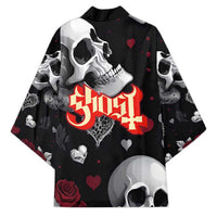 Ghost Valentine Kimono with Rockets Skull Heart Pattern