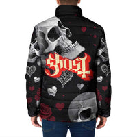 Ghost Valentine Padded Jacket with Rockets Skull Heart Pattern
