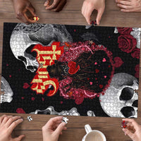 Ghost Valentine Puzzle with Rockets Skull Heart Pattern