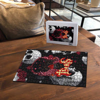Ghost Valentine Puzzle with Rockets Skull Heart Pattern