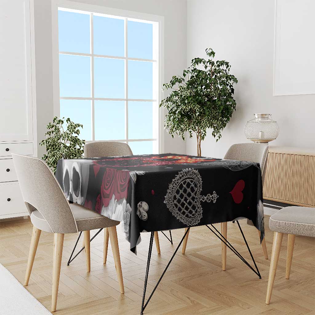 Ghost Valentine Tablecloth with Rockets Skull Heart Pattern