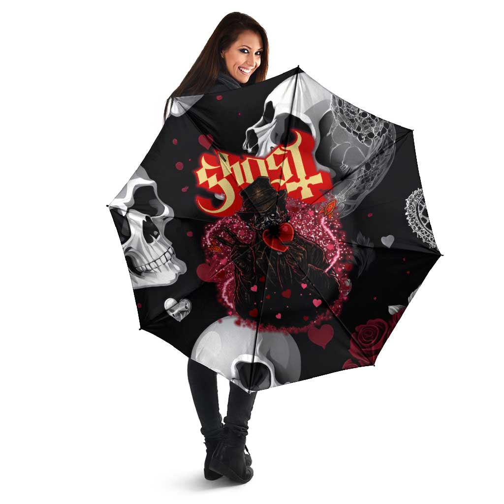 Ghost Valentine Umbrella with Rockets Skull Heart Pattern